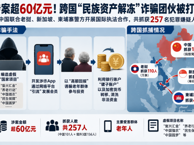 涉案超60亿元！中老新柬联合打掉跨国诈骗团伙，257人被抓