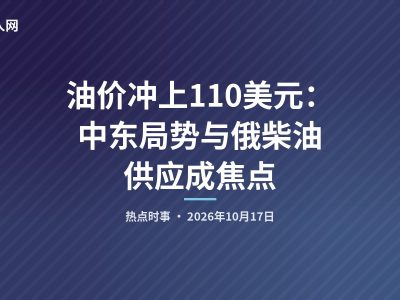 油价冲上110美元：中东局势与俄柴油供应成焦点