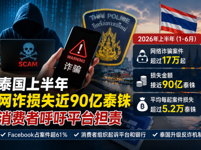 泰国半年网诈损失近90亿泰铢，Facebook占案件超61%
