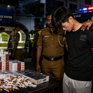 走私烟草，一中国男子在斯里兰卡被执法人员扣留