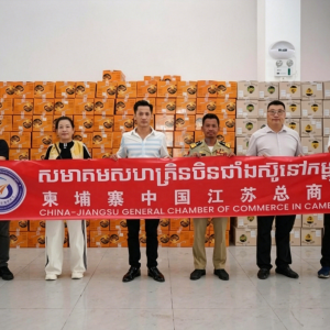 柬江苏商会向移民总局捐3000箱方便面，援助被扣电诈同胞