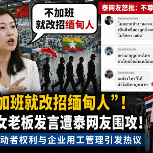 “不加班就改招缅甸人”！中国女老板发言遭泰网友围攻！