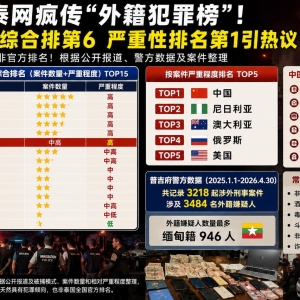 泰国社交媒体外籍犯罪榜曝光！中国籍严重性竟列第一