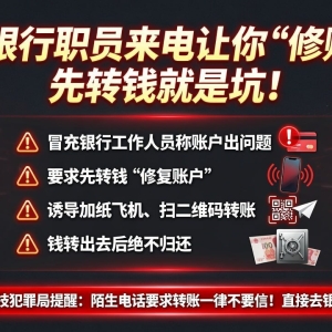 接到“修账户”电话千万别转钱，骗子正在设局！