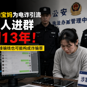 国内宝妈为境外电诈引流判13年，拉人进群也会获刑