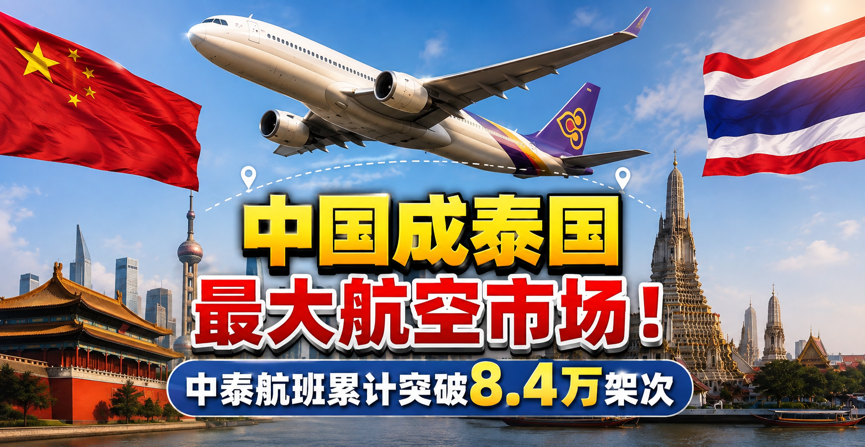 中国成泰国最大航空市场！中泰航班累计突破8.4万架次