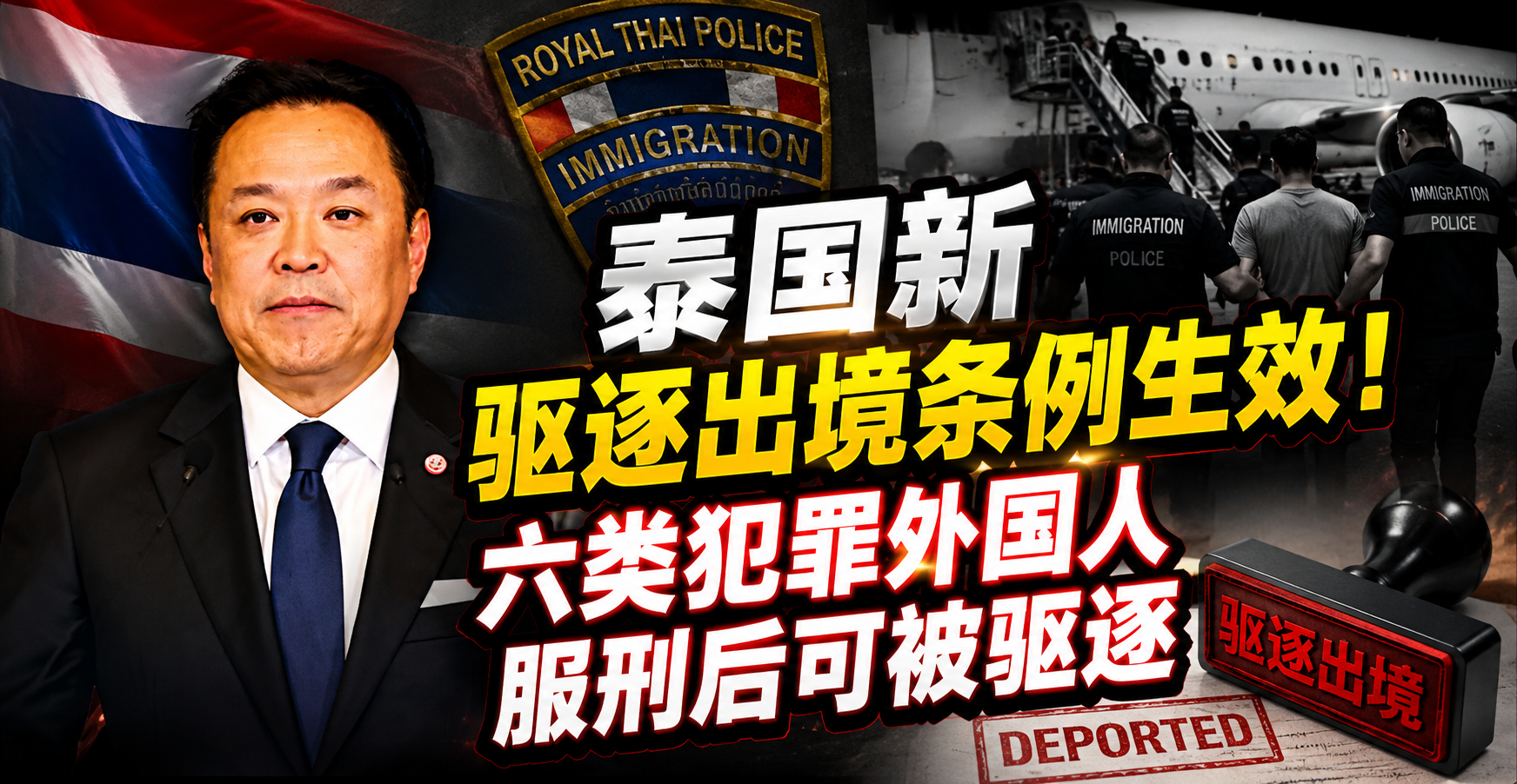 泰国新驱逐出境条例生效！六类犯罪外国人服刑后可被驱逐