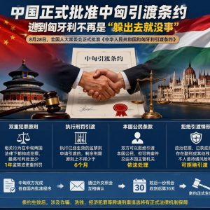 中国正式批准中匈引渡条约！逃往匈牙利不再是“躲出去”