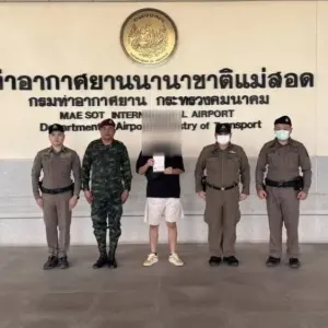 中国29岁男子在泰国湄索机场被捕，逾期居留124天