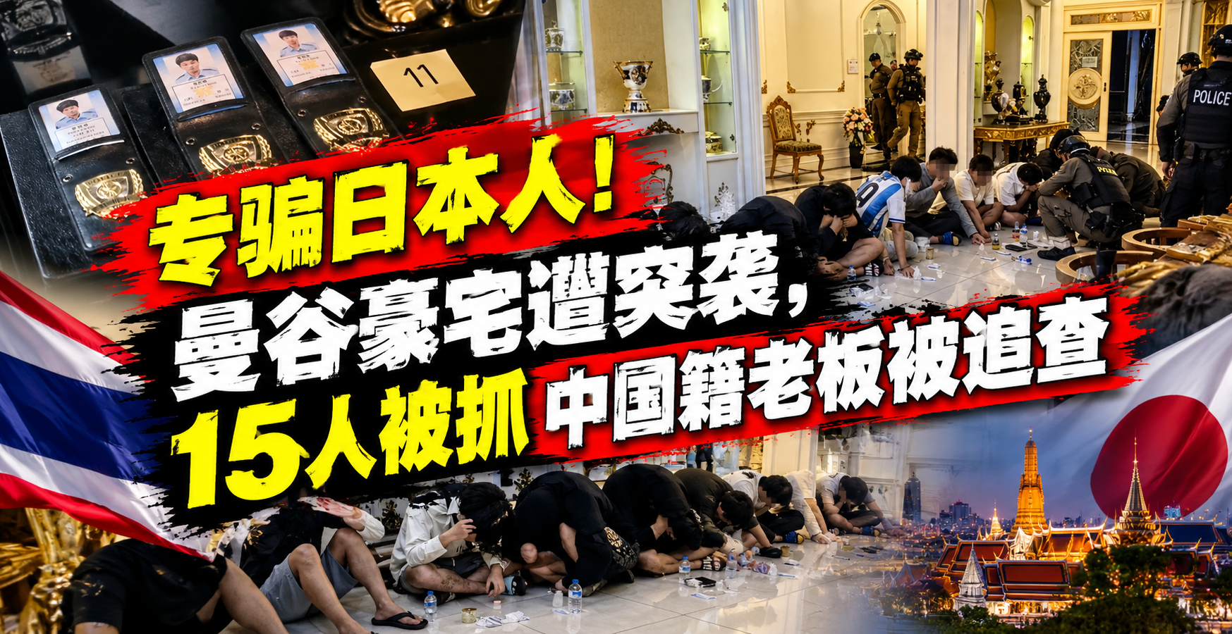 专骗日本人！曼谷豪宅遭突袭，15人被抓中国籍老板被追查