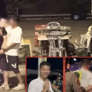 泰国3名中国男子醉酒起纠纷，一脚将当地救援车踹出凹痕