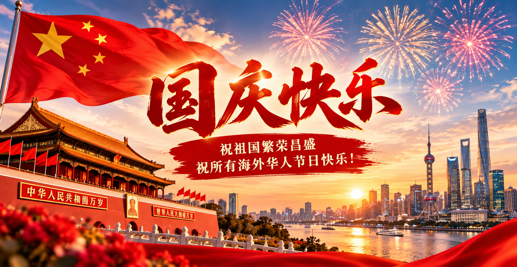 盛世华诞，共庆国庆！祝祖国繁荣昌盛，祝海外华人平安顺遂