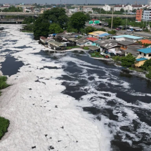 泰国巴吞他尼府兰实运河现黑水白色泡沫：居民称水位上涨近1米 ...
