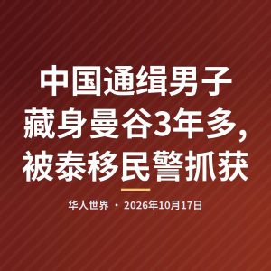 中国通缉男子藏身曼谷3年多,被泰移民警抓获