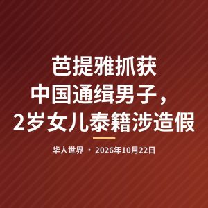 芭提雅抓获中国通缉男子，2岁女儿泰籍涉造假